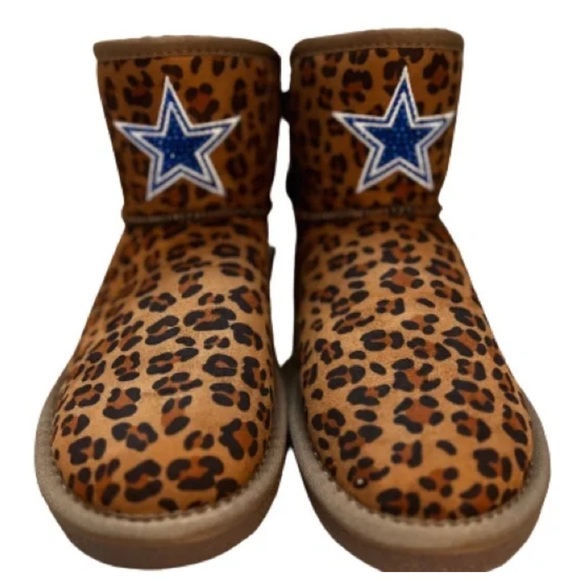 NWT!! NFL Dallas Cowboys leopard boots, size women’s 6 - Picture 1 of 11